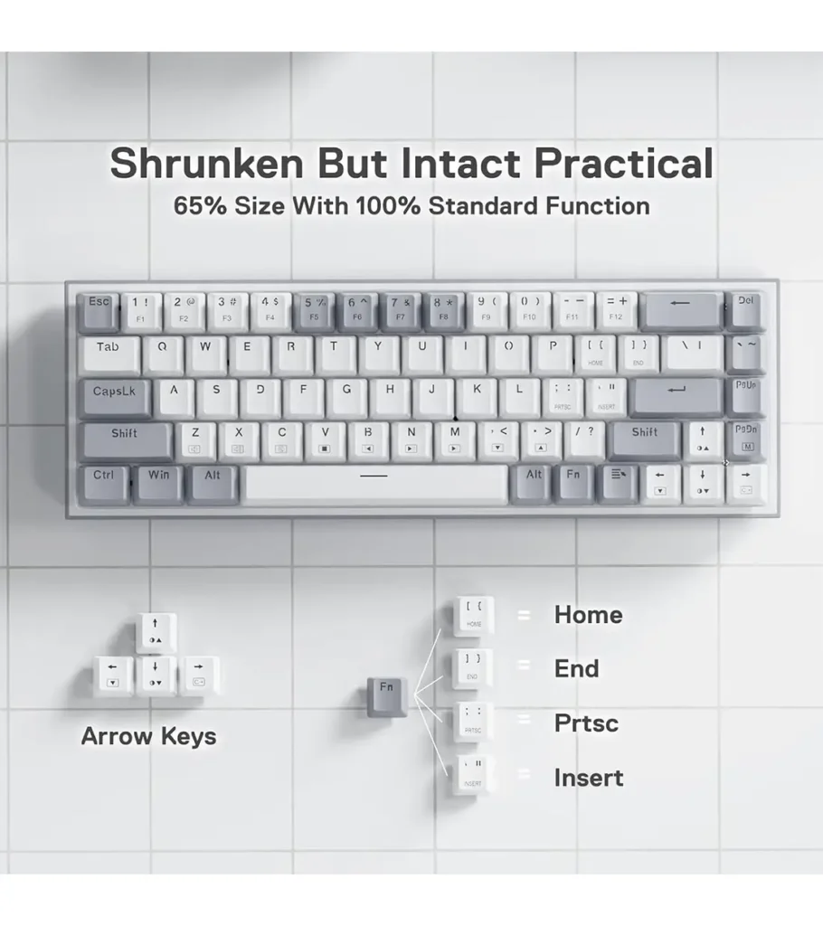 کیبورد مکانیکال گیمینگ ردراگون Castor K631 Grey