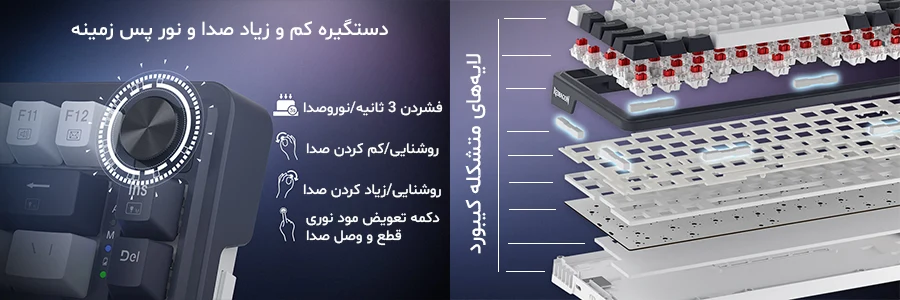 کیبورد بی سیم/باسیم مکانیکال گیمینگ ردراگون Geb K673WB PRO