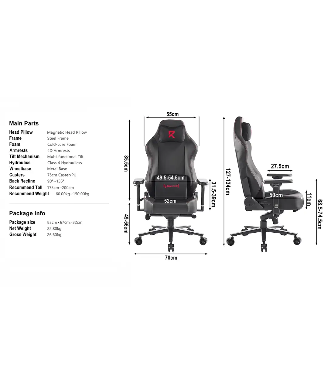 صندلی گیمینگ ردراگون C-507