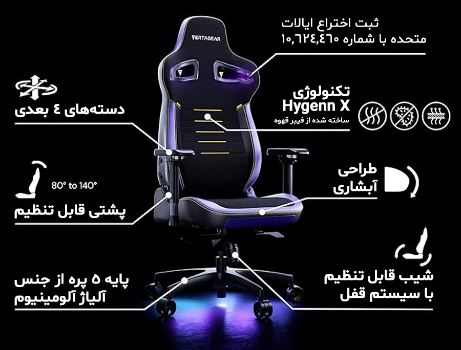 صندلی گیمینگ ورتاگیر PL4800 Carbon Black