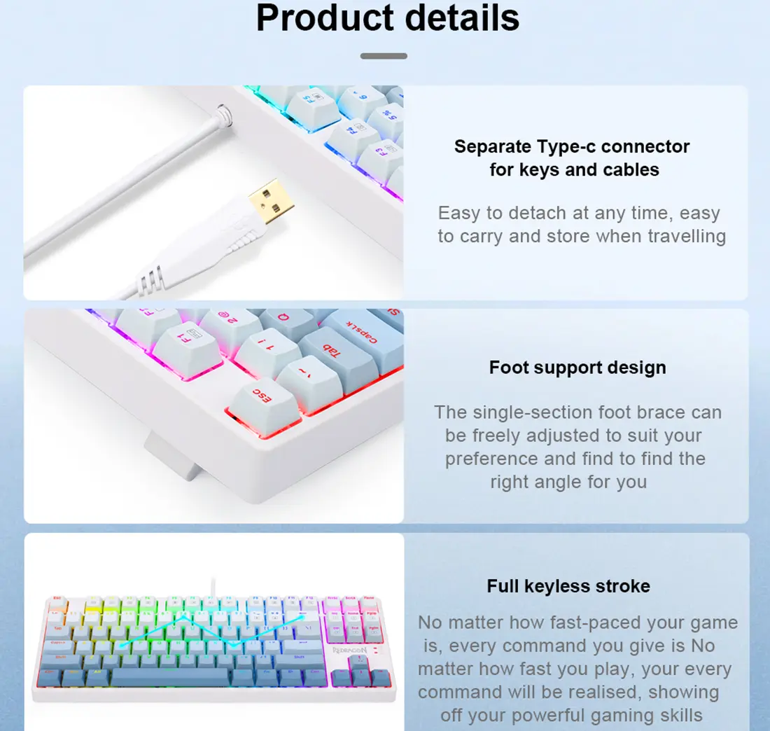 کیبورد مکانیکال گیمینگ ردراگون CASS K645 W-GB RGB