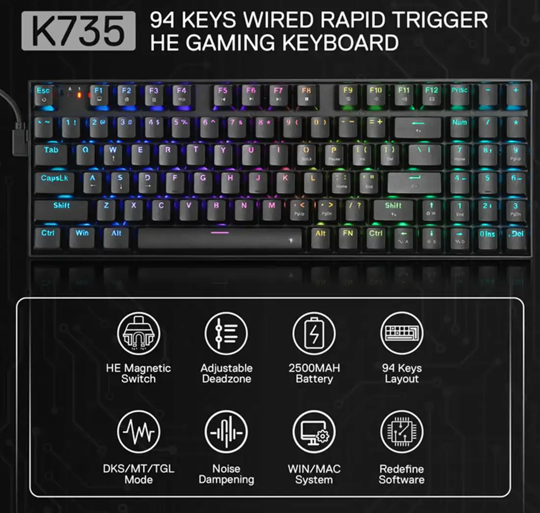 کیبورد مکانیکال گیمینگ ردراگون GHOSTBLADE K735
