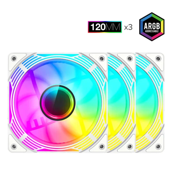 فن کیس گیمینگ گیم‌ مکس KF300R White بسته 3 عددی - تصویر 2